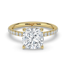 The Phoenix Ring - Cushion Solitaire with Hidden Halo & Pavé Band