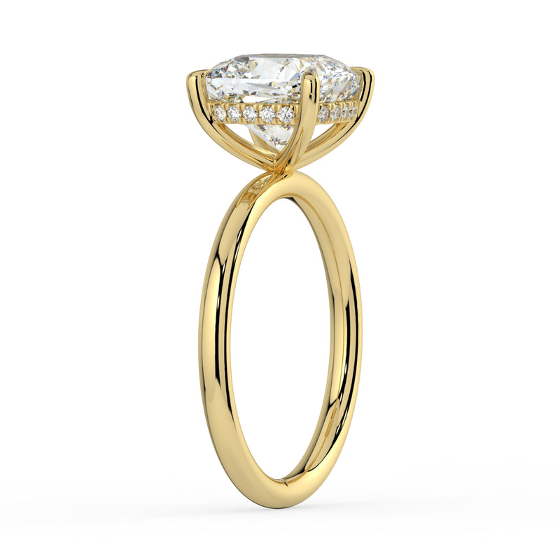 The Celeste Ring - Cushion Solitaire with Hidden Halo