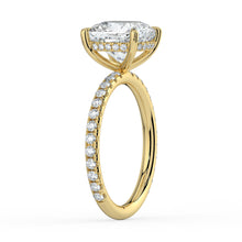 The Phoenix Ring - Cushion Solitaire with Hidden Halo & Pavé Band
