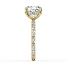 The Phoenix Ring - Cushion Solitaire with Hidden Halo & Pavé Band