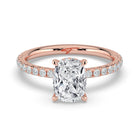 The Phoenix Ring - Elongated Cushion Solitaire with Hidden Halo & Pavé Band