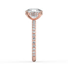 The Phoenix Ring - Elongated Cushion Solitaire with Hidden Halo & Pavé Band