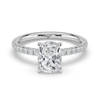 The Phoenix Ring - Elongated Cushion Solitaire with Hidden Halo & Pavé Band