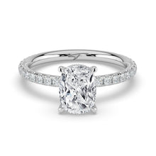 The Phoenix Ring - Elongated Cushion Solitaire with Hidden Halo & Pavé Band