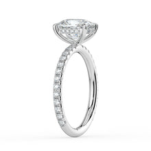The Phoenix Ring - Elongated Cushion Solitaire with Hidden Halo & Pavé Band