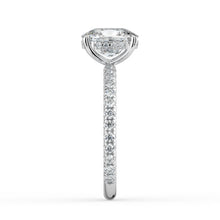 The Phoenix Ring - Elongated Cushion Solitaire with Hidden Halo & Pavé Band