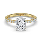 The Phoenix Ring - Elongated Cushion Solitaire with Hidden Halo & Pavé Band