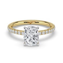 The Phoenix Ring - Elongated Cushion Solitaire with Hidden Halo & Pavé Band