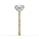 The Phoenix Ring - Elongated Cushion Solitaire with Hidden Halo & Pavé Band