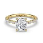 The Phoenix Ring - Elongated Cushion Solitaire with Hidden Halo & Pavé Band