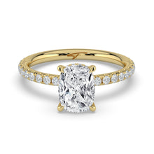 The Phoenix Ring - Elongated Cushion Solitaire with Hidden Halo & Pavé Band