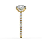 The Phoenix Ring - Elongated Cushion Solitaire with Hidden Halo & Pavé Band