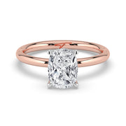 The Celeste Ring — Elongated Cushion Solitaire with Hidden Halo Lab-Grown Diamond Engagement Ring in Two-Tone Rose and White Gold | The Jewel Concierge