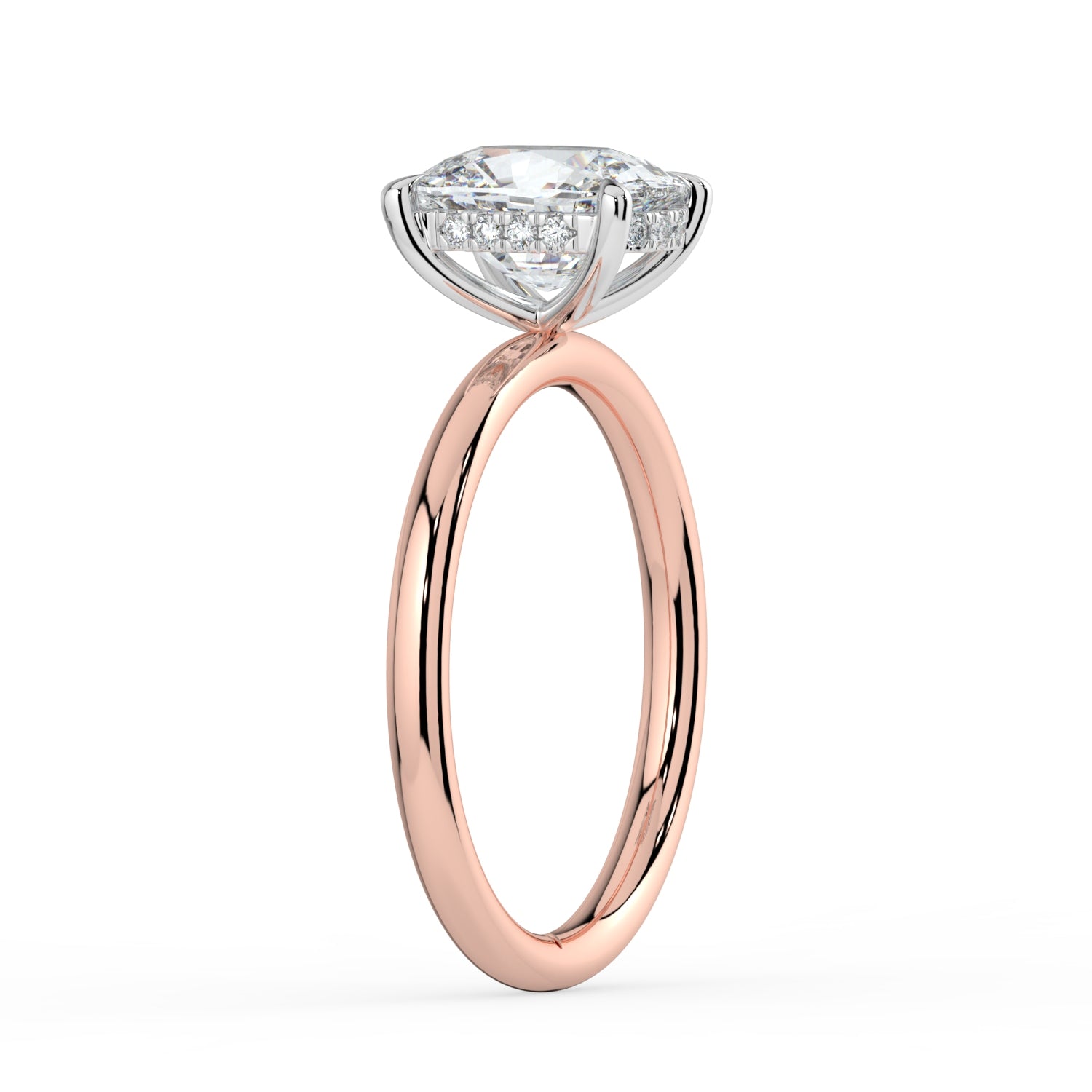 The Celeste Ring - Elongated Cushion Solitaire with Hidden Halo