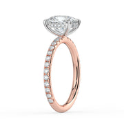 The Phoenix Ring — Elongated Cushion Solitaire with Hidden Halo & Pavé Band Lab-Grown Diamond Engagement Ring in Two-Tone Rose and White Gold | The Jewel Concierge