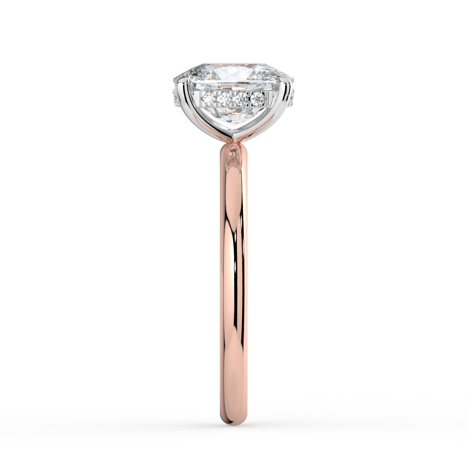 The Celeste Ring - Elongated Cushion Solitaire with Hidden Halo