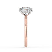 The Celeste Ring — Elongated Cushion Solitaire with Hidden Halo Lab-Grown Diamond Engagement Ring in Two-Tone Rose and White Gold | The Jewel Concierge