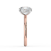 The Celeste Ring - Elongated Cushion Solitaire with Hidden Halo