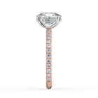 The Phoenix Ring — Elongated Cushion Solitaire with Hidden Halo & Pavé Band Lab-Grown Diamond Engagement Ring in Two-Tone Rose and White Gold | The Jewel Concierge