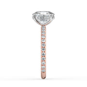 The Phoenix Ring — Elongated Cushion Solitaire with Hidden Halo & Pavé Band Lab-Grown Diamond Engagement Ring in Two-Tone Rose and White Gold | The Jewel Concierge