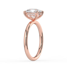 The Celeste Ring - Elongated Cushion Solitaire with Hidden Halo