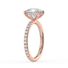 The Phoenix Ring — Elongated Cushion Solitaire with Hidden Halo & Pavé Band Lab-Grown Diamond Engagement Ring in Rose Gold | The Jewel Concierge