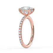 The Phoenix Ring — Elongated Cushion Solitaire with Hidden Halo & Pavé Band Lab-Grown Diamond Engagement Ring in Rose Gold | The Jewel Concierge