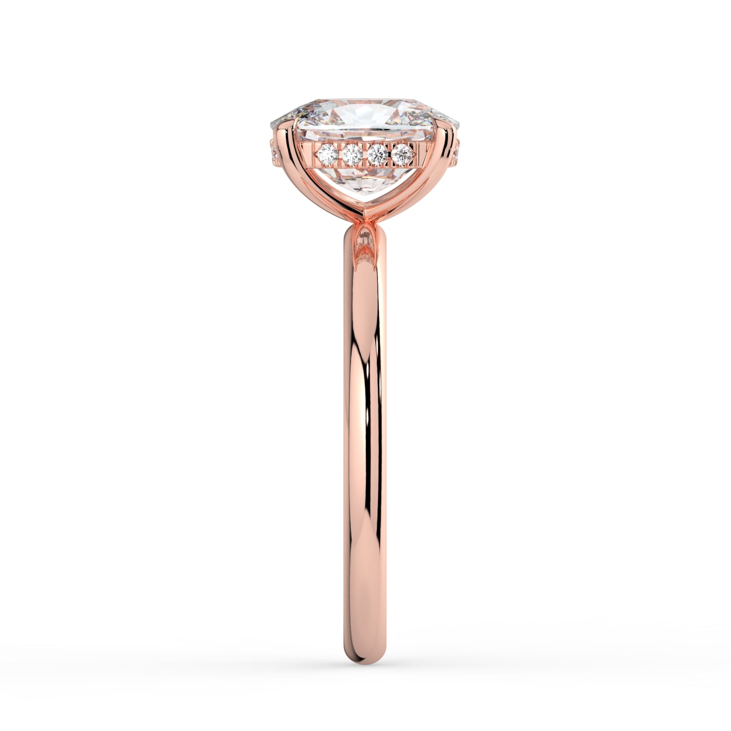 The Celeste Ring - Elongated Cushion Solitaire with Hidden Halo