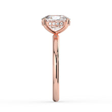 The Celeste Ring - Elongated Cushion Solitaire with Hidden Halo