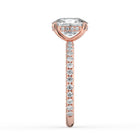 The Phoenix Ring — Elongated Cushion Solitaire with Hidden Halo & Pavé Band Lab-Grown Diamond Engagement Ring in Rose Gold | The Jewel Concierge