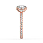 The Phoenix Ring — Elongated Cushion Solitaire with Hidden Halo & Pavé Band Lab-Grown Diamond Engagement Ring in Rose Gold | The Jewel Concierge