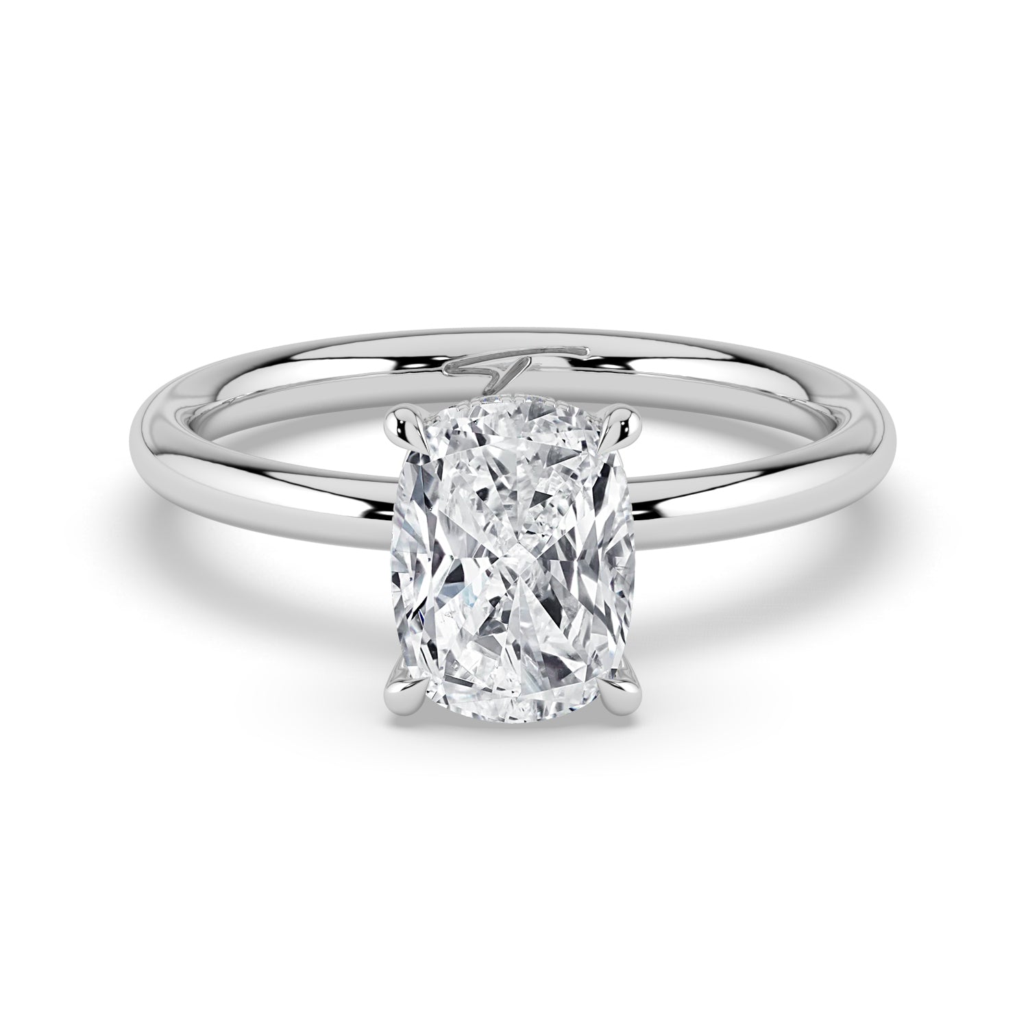 The Celeste Ring - Elongated Cushion Solitaire with Hidden Halo