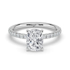 The Phoenix Ring — Elongated Cushion Solitaire with Hidden Halo & Pavé Band Lab-Grown Diamond Engagement Ring in White Gold | The Jewel Concierge