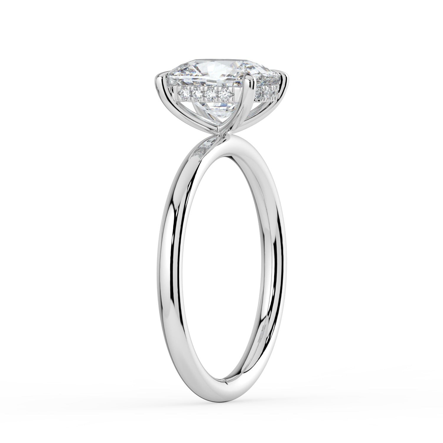 The Celeste Ring - Elongated Cushion Solitaire with Hidden Halo