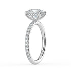 The Phoenix Ring — Elongated Cushion Solitaire with Hidden Halo & Pavé Band Lab-Grown Diamond Engagement Ring in White Gold | The Jewel Concierge