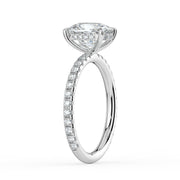 The Phoenix Ring — Elongated Cushion Solitaire with Hidden Halo & Pavé Band Lab-Grown Diamond Engagement Ring in White Gold | The Jewel Concierge