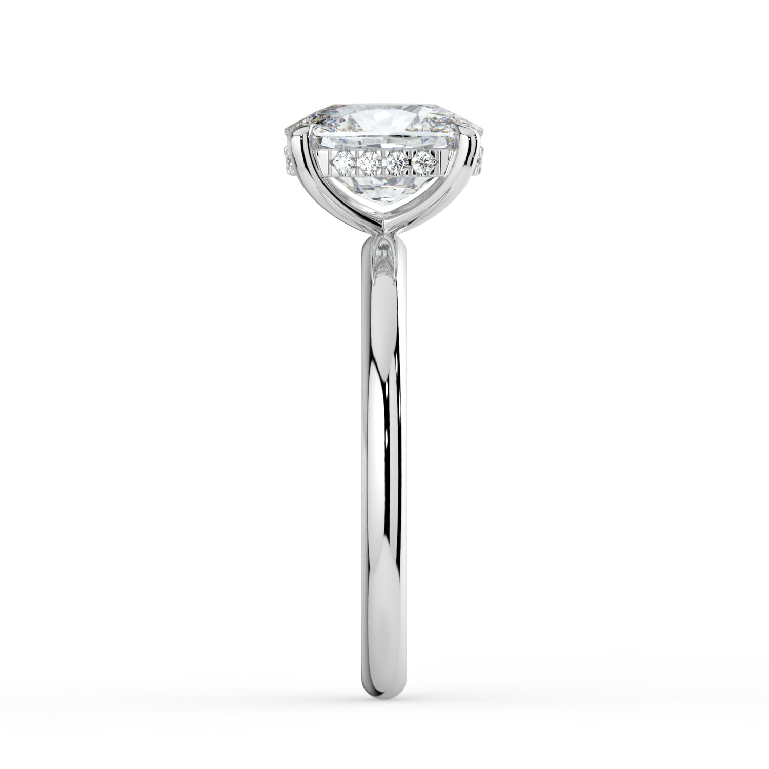 The Celeste Ring - Elongated Cushion Solitaire with Hidden Halo