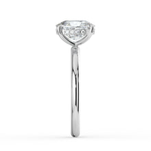 The Celeste Ring - Elongated Cushion Solitaire with Hidden Halo