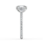 The Phoenix Ring — Elongated Cushion Solitaire with Hidden Halo & Pavé Band Lab-Grown Diamond Engagement Ring in White Gold | The Jewel Concierge