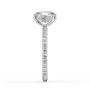 The Phoenix Ring — Elongated Cushion Solitaire with Hidden Halo & Pavé Band Lab-Grown Diamond Engagement Ring in White Gold | The Jewel Concierge