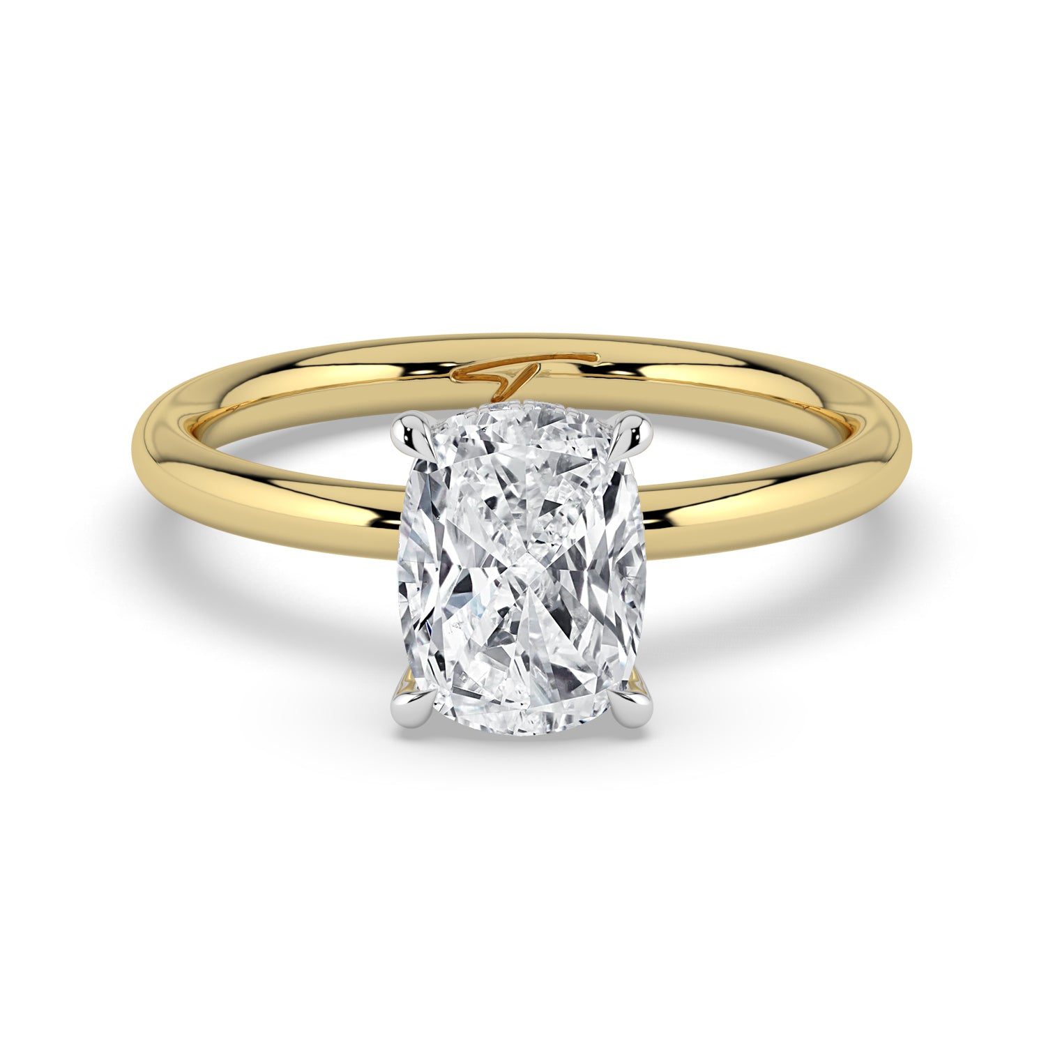 The Celeste Ring - Elongated Cushion Solitaire with Hidden Halo