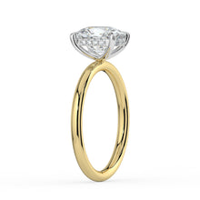 The Celeste Ring - Elongated Cushion Solitaire with Hidden Halo