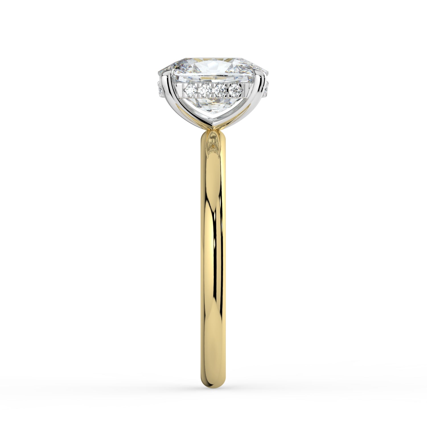 The Celeste Ring - Elongated Cushion Solitaire with Hidden Halo