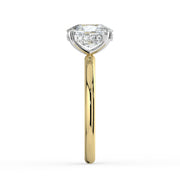 The Celeste Ring — Elongated Cushion Solitaire with Hidden Halo Lab-Grown Diamond Engagement Ring in Two-Tone Yellow and White Gold | The Jewel Concierge