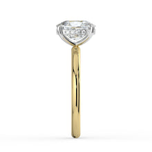 The Celeste Ring - Elongated Cushion Solitaire with Hidden Halo