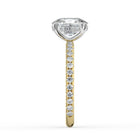 The Phoenix Ring — Elongated Cushion Solitaire with Hidden Halo & Pavé Band Lab-Grown Diamond Engagement Ring in Two-Tone Yellow and White Gold | The Jewel Concierge