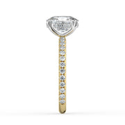 The Phoenix Ring — Elongated Cushion Solitaire with Hidden Halo & Pavé Band Lab-Grown Diamond Engagement Ring in Two-Tone Yellow and White Gold | The Jewel Concierge