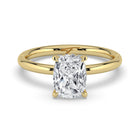 The Celeste Ring - Elongated Cushion Solitaire with Hidden Halo