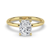 The Celeste Ring — Elongated Cushion Solitaire with Hidden Halo Lab-Grown Diamond Engagement Ring in Yellow Gold | The Jewel Concierge