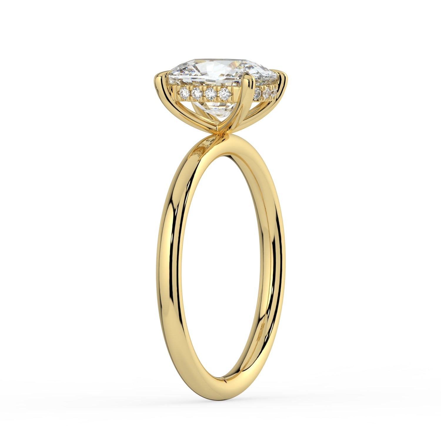 The Celeste Ring - Elongated Cushion Solitaire with Hidden Halo